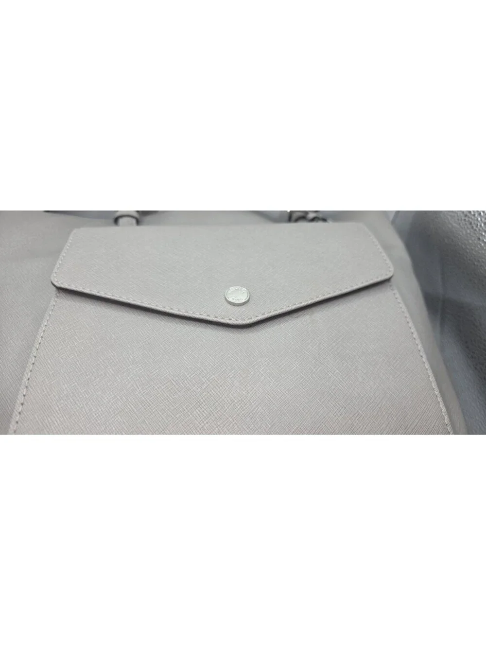 Michael Kors Jet Set Large Saffiano Leather Snap Pocket Tote Pearl Grey